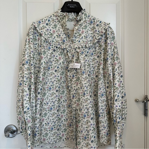 NWOT Weekend Max Mara Label-cut Sophia Ruffled Floral Shirt Size: M US4/6 Spring - Picture 8 of 15